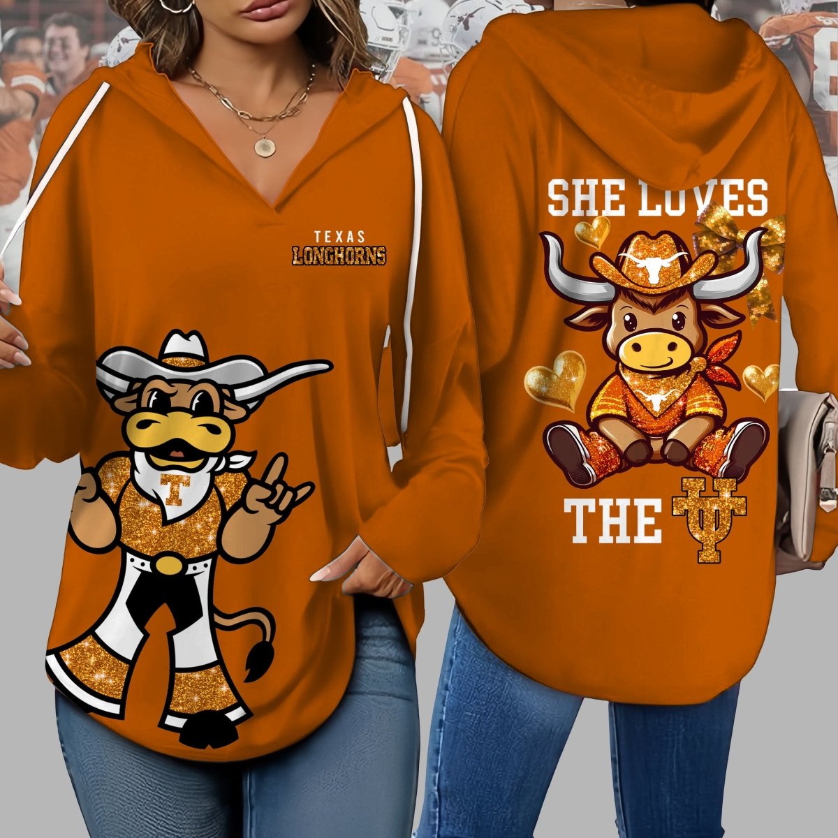 TEX V-neck Hooded Sweatshirt THT