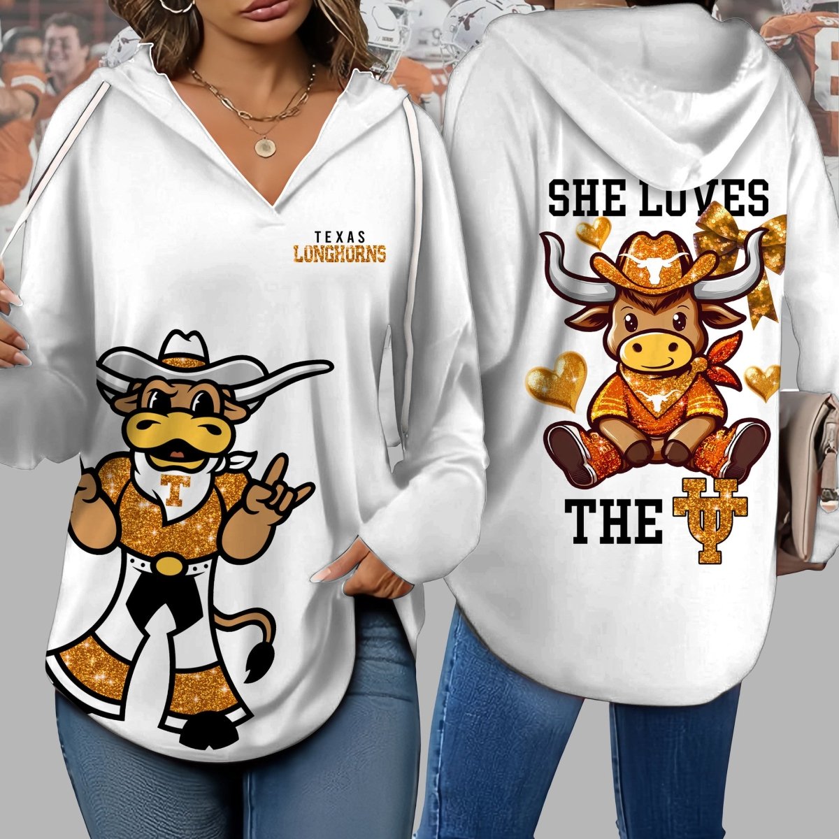 TEX V-neck Hooded Sweatshirt THT