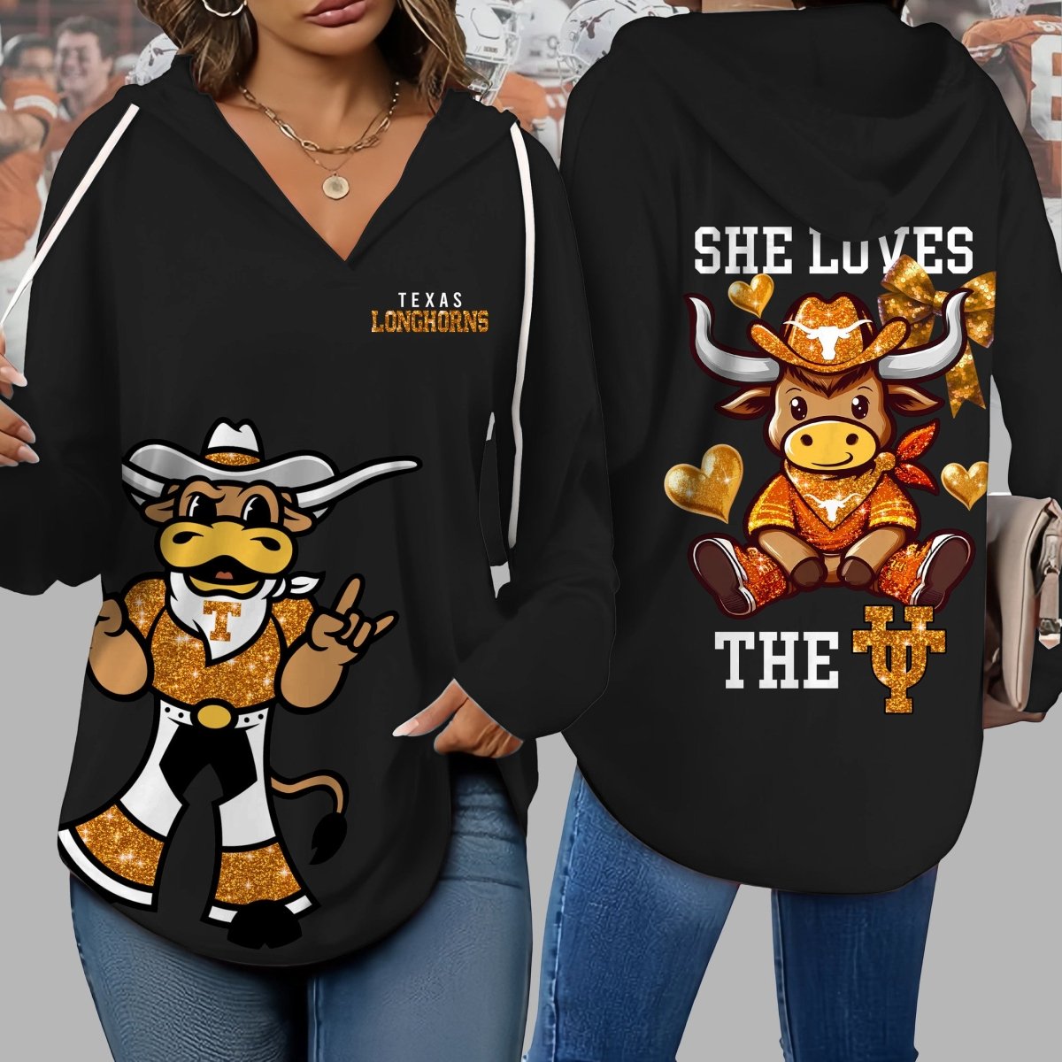 TEX V-neck Hooded Sweatshirt THT
